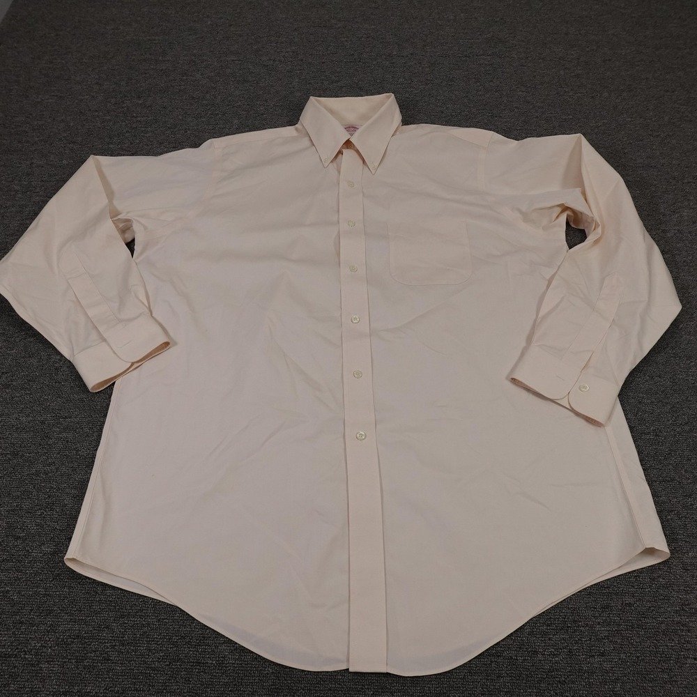 Brooks Brothers Shirt Mens 16.5 34/35 White Solid Non-Iron Cotton Dress Classic